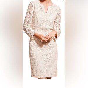 Talbots Cream Lace Long Sleeve Sheath Dress